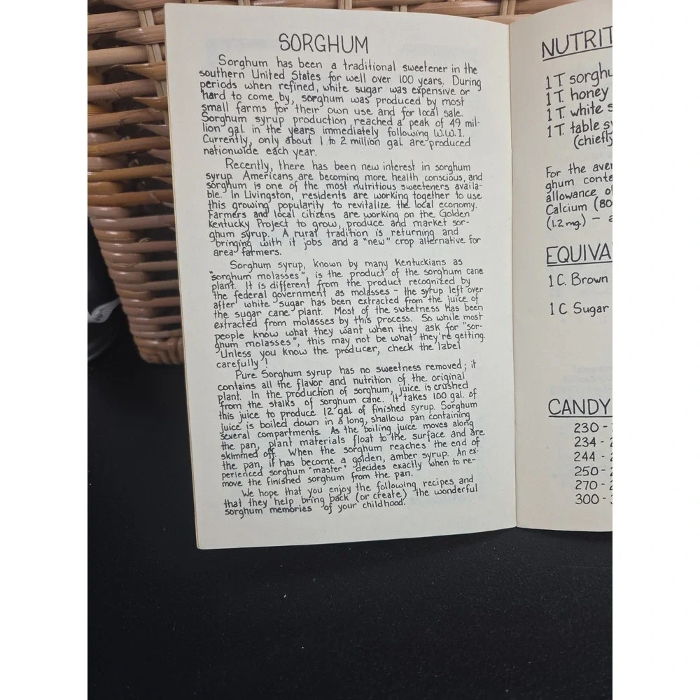 Golden Kentucky Sorghum Recipes Livingston Cookbook Pamphlet Appalachian Recipes